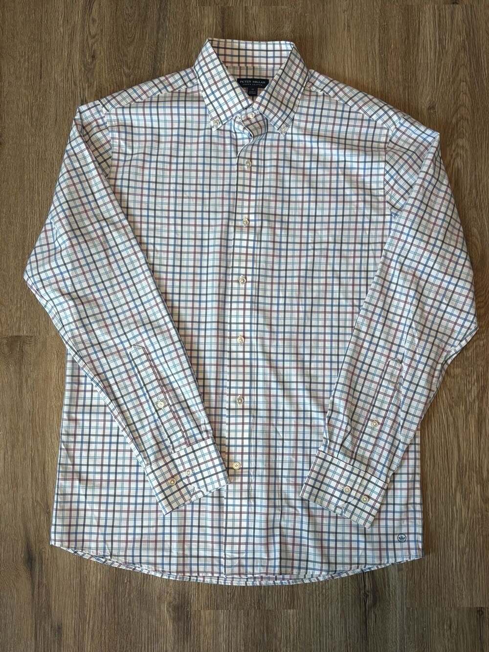 Peter Millar Crown Crafted Men Medium Button-Down Long Sleeve Plaid Sport Shirt